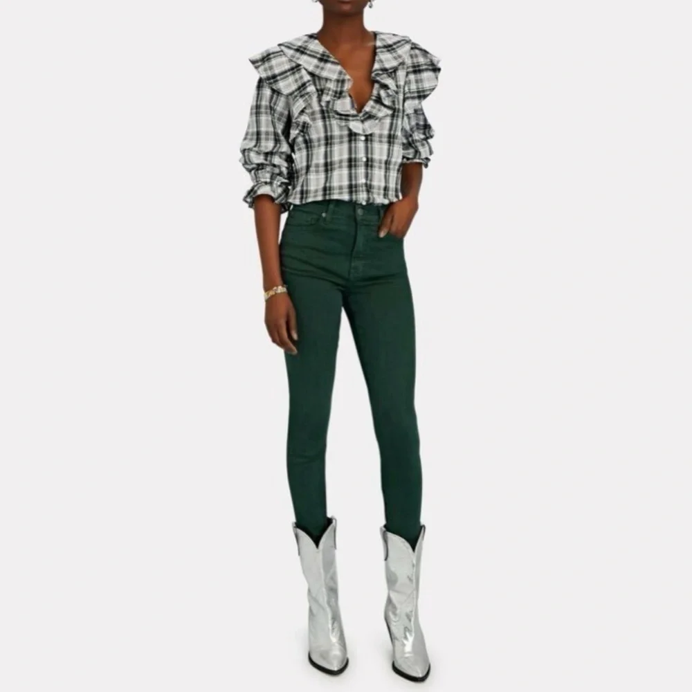 Veronica Beard Debbie High-Rise Skinny Jeans in Evergreen, Size 27